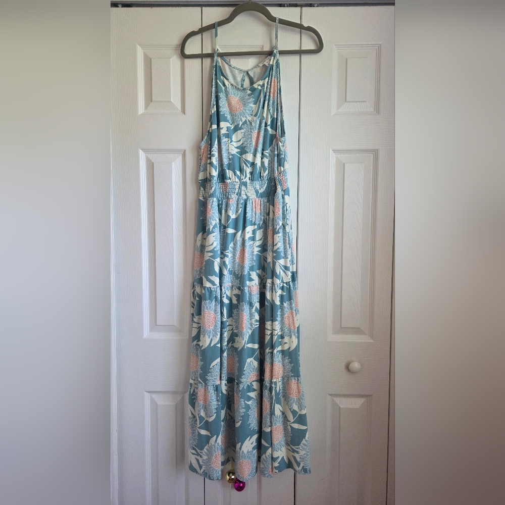 Market Spruce 2x Floral Blue Maxi Dress